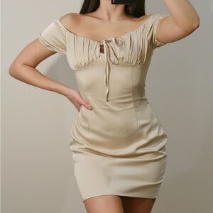 Busted Satin Off-the-Shoulder Dress, Nasty Gal, Хs-S